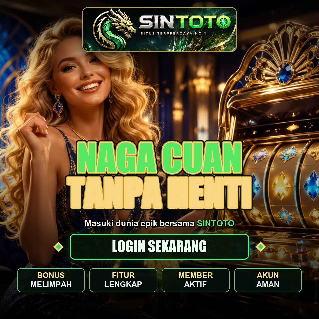 Banner SINTOTO slot gacor hari ini dengan pilihan game populer dan informasi RTP terbaru